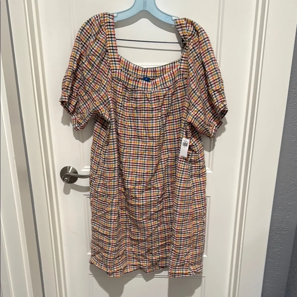 NWT XL Old Navy Colorful Checkered Dress - Picture 1 of 5